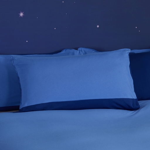 素色拼接信封式枕套1入-寶石藍