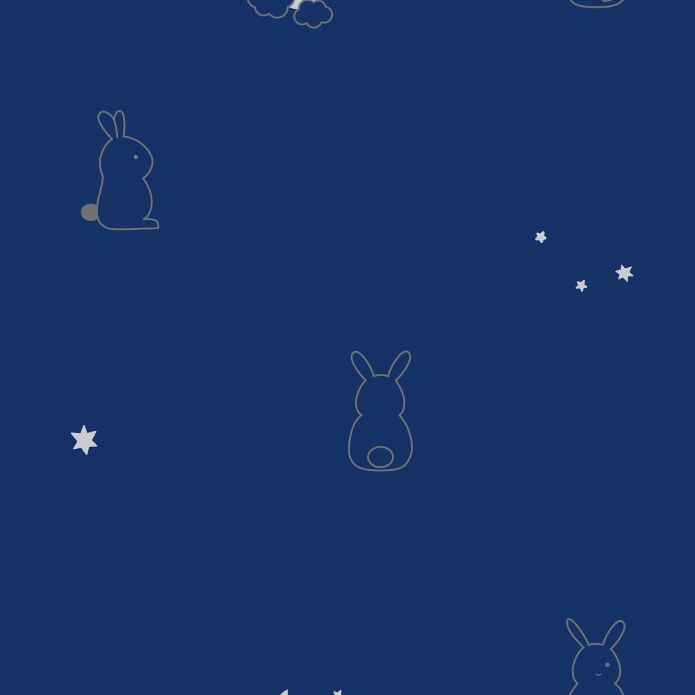 純棉兔子印花特大床包-午夜藍產品圖