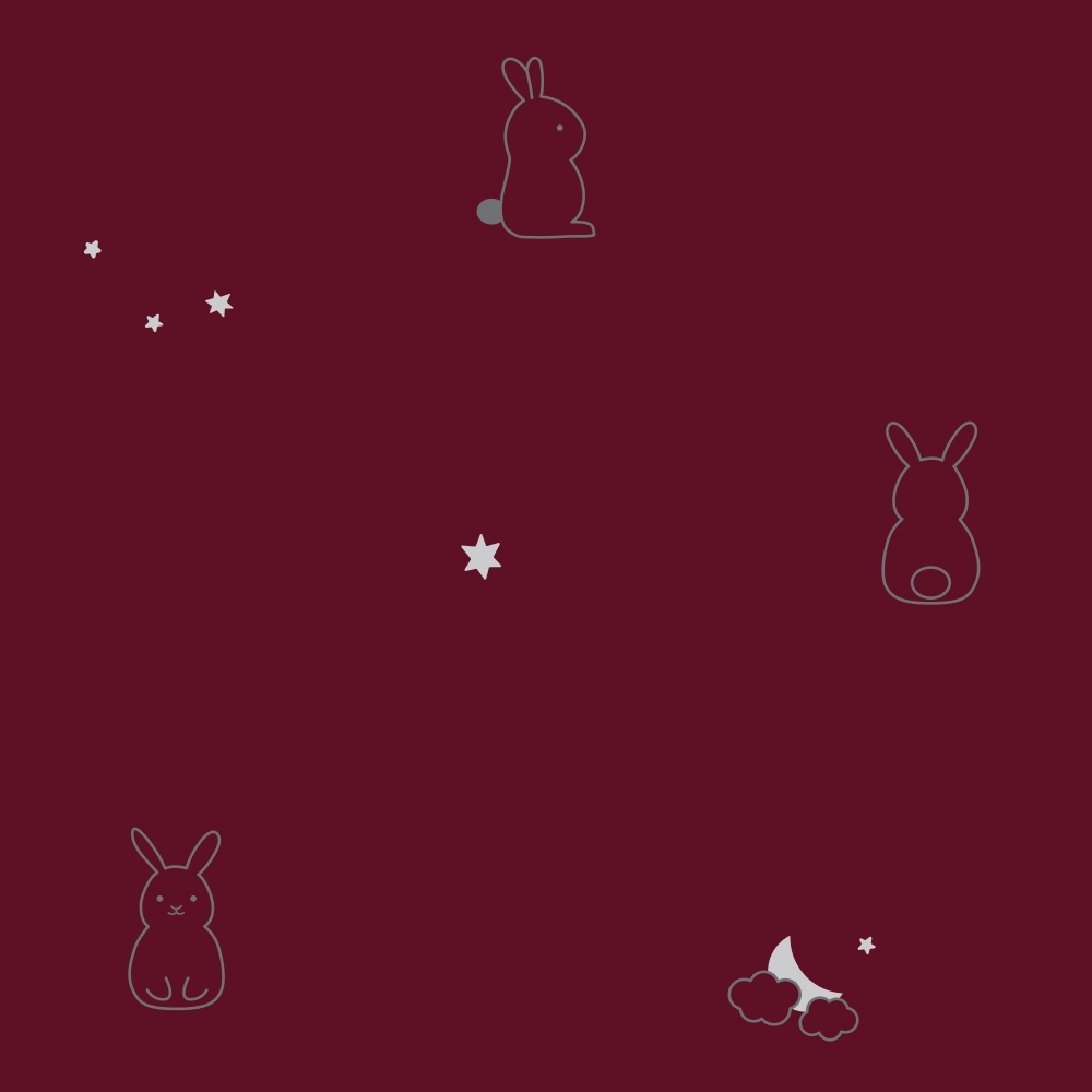 純棉兔子印花特大床包-酒紅產品圖