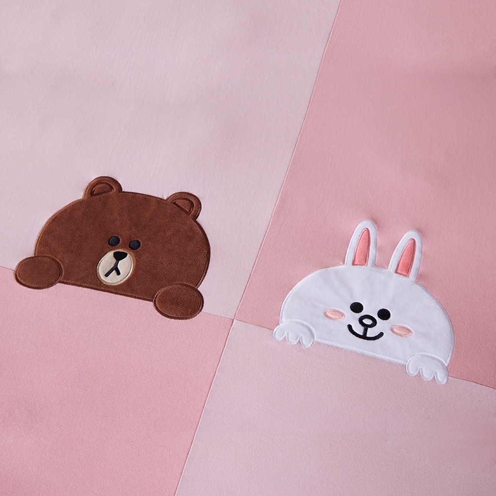 LINE FRIENDS｜熊大兔兔 單人被套+枕套二件組-櫻花粉產品圖