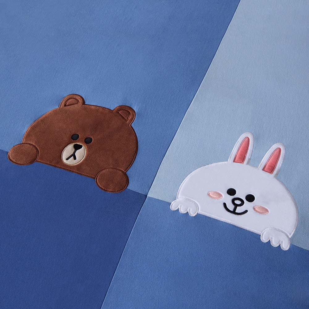 LINE FRIENDS｜熊大兔兔 被套+枕套組-晨霧藍產品圖