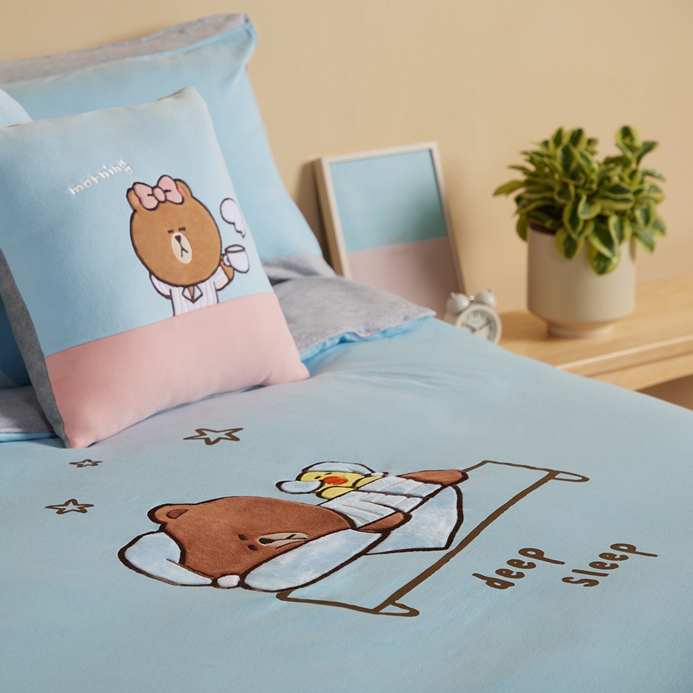 LINE FRIENDS｜早安熊美方形抱枕（45x45公分）產品圖