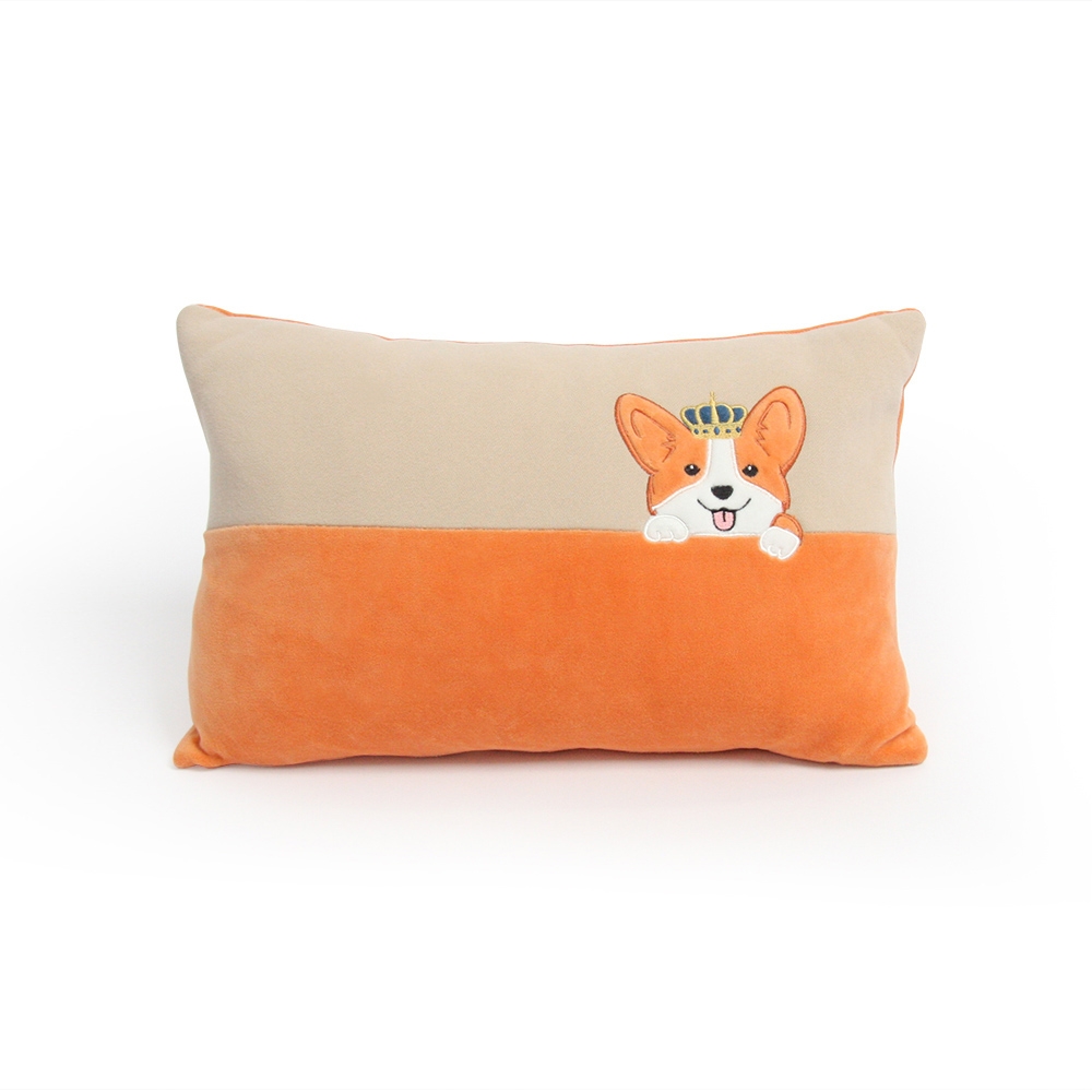 柯基探頭方形抱枕（30x45公分）-暖陽橘產品圖