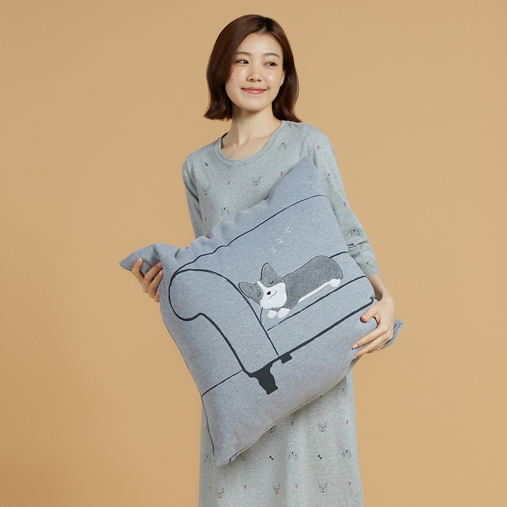 沙發柯基方形抱枕（60x60公分）-岩石灰產品圖