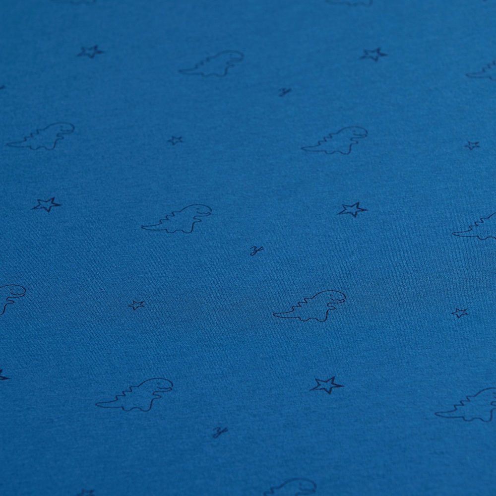 純棉恐龍印花雙人床包-普魯士藍產品圖