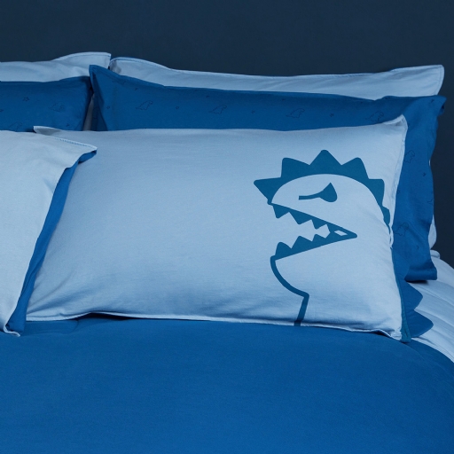 恐龍哥印花信封式枕套1入-運河藍