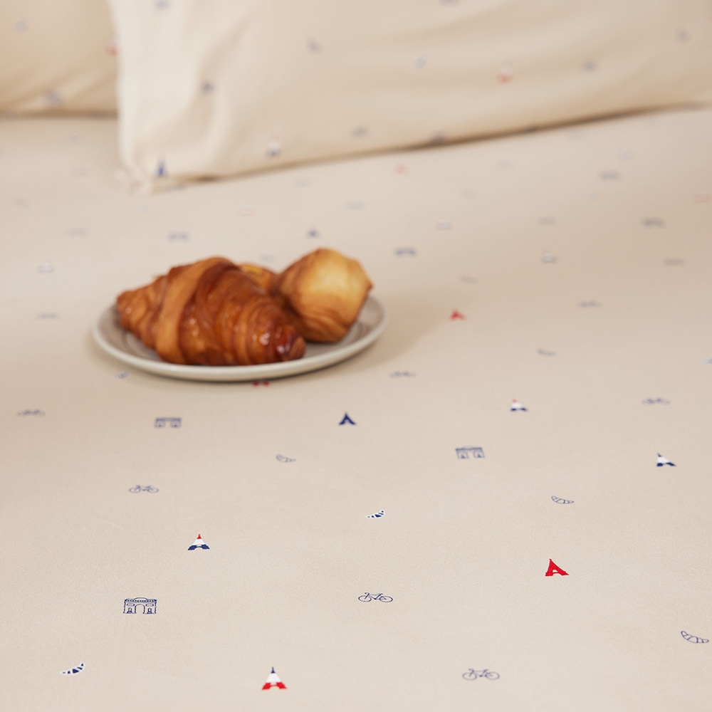 巴黎印花 被套+枕套組-奶霜杏產品圖