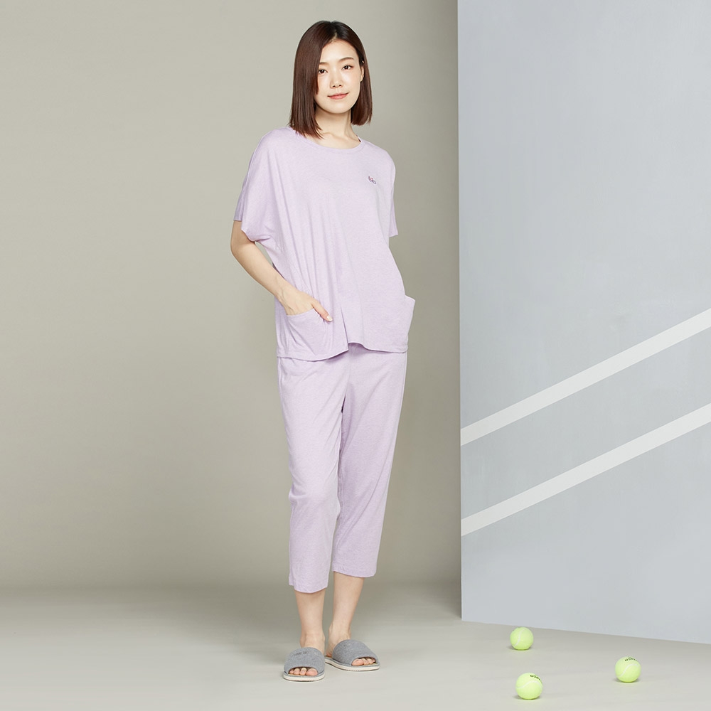【竹纖維】麻花短袖上衣-薰衣草紫產品圖