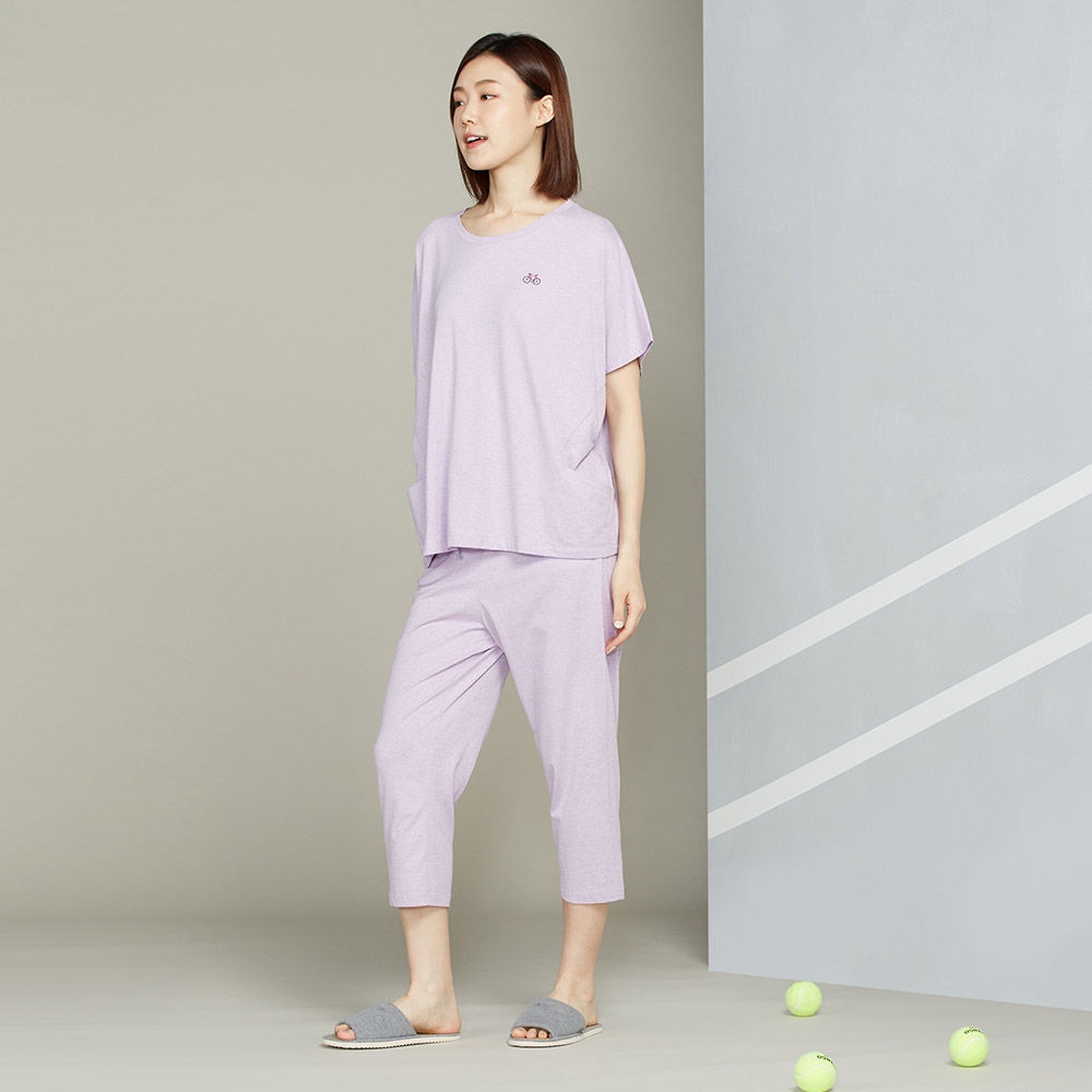 【竹纖維】麻花短袖上衣-薰衣草紫產品圖