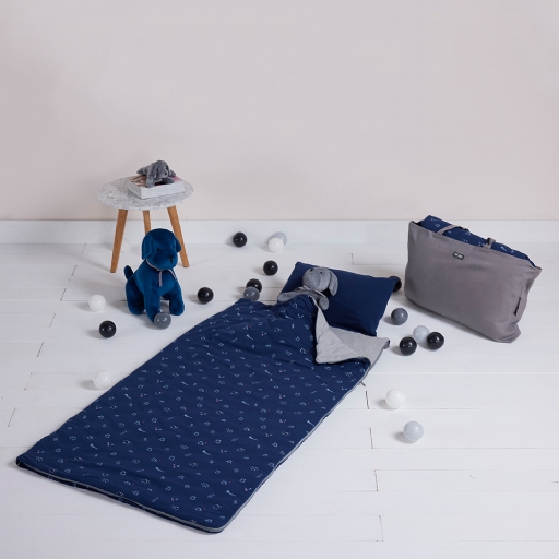 乳牛印花兒童睡袋(120x150公分)-丈青