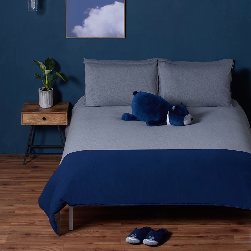 夢想高空黑熊 加大被套+枕套三件組-丈青藍產品圖