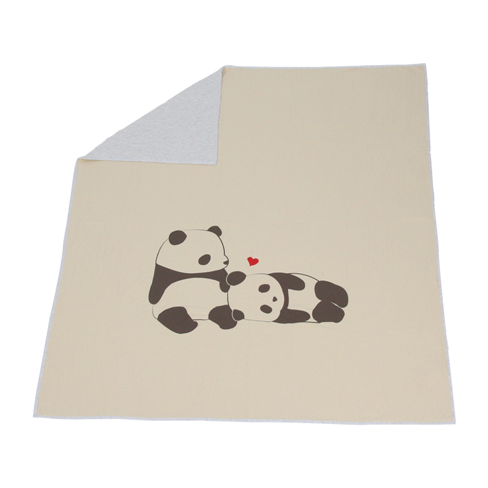慵懶貓熊 單人薄紗被(5x7呎)-淺卡其產品圖