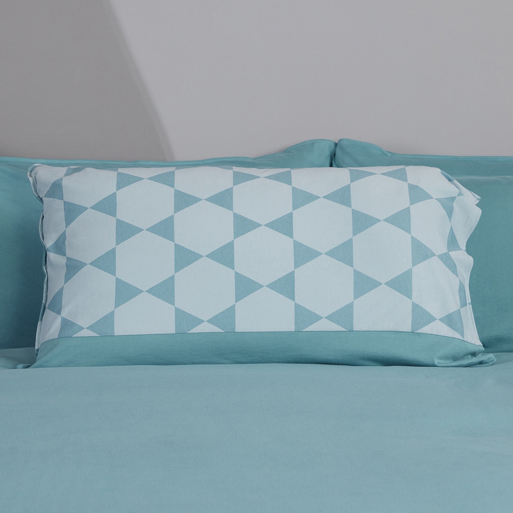 六角幾何 雙人被套+枕套三件組-藍綠產品圖