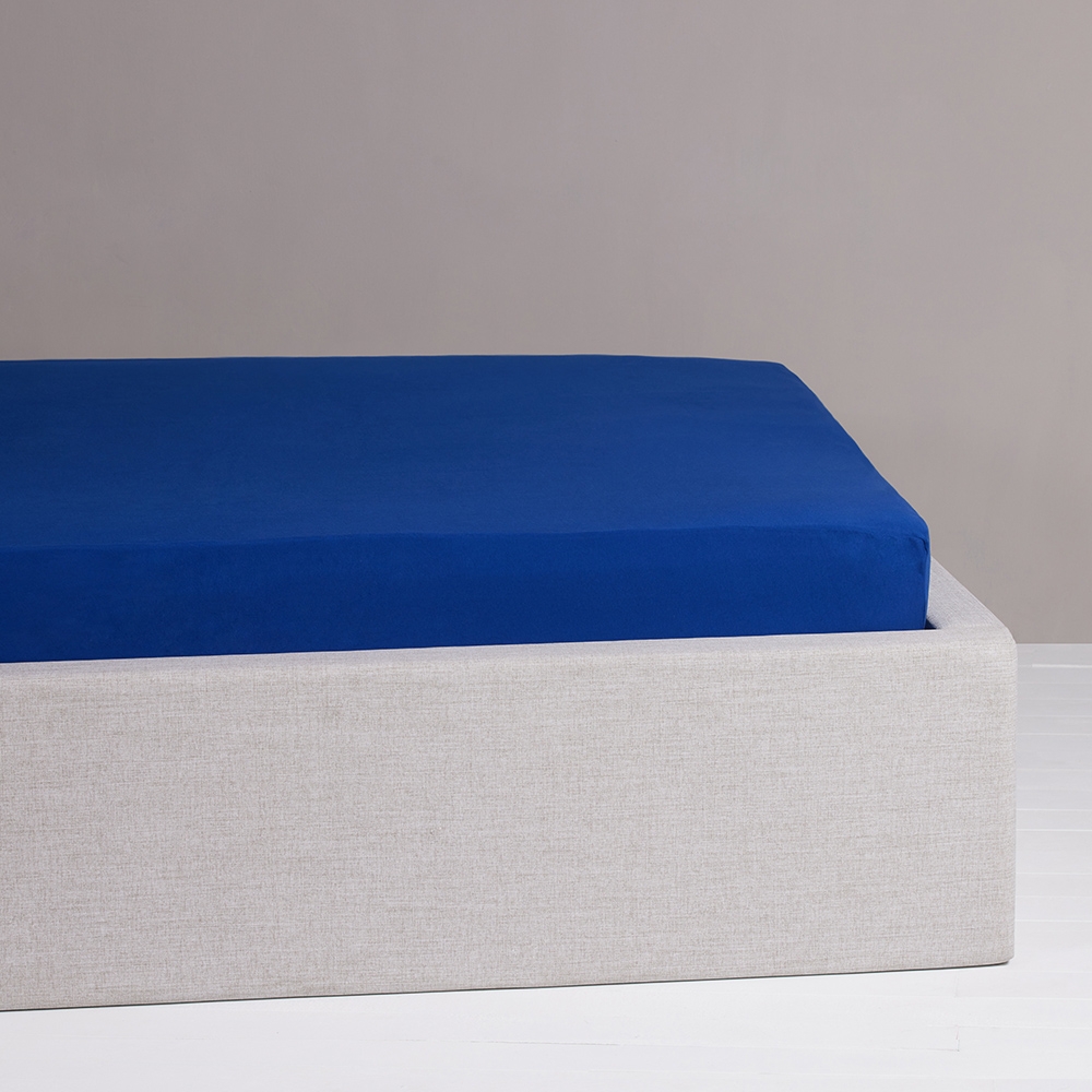 純棉素面單人床包-午夜藍產品圖