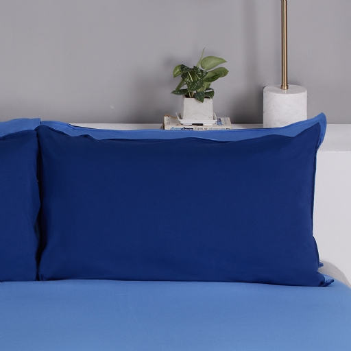 素面雙色信封式枕套1入-午夜藍
