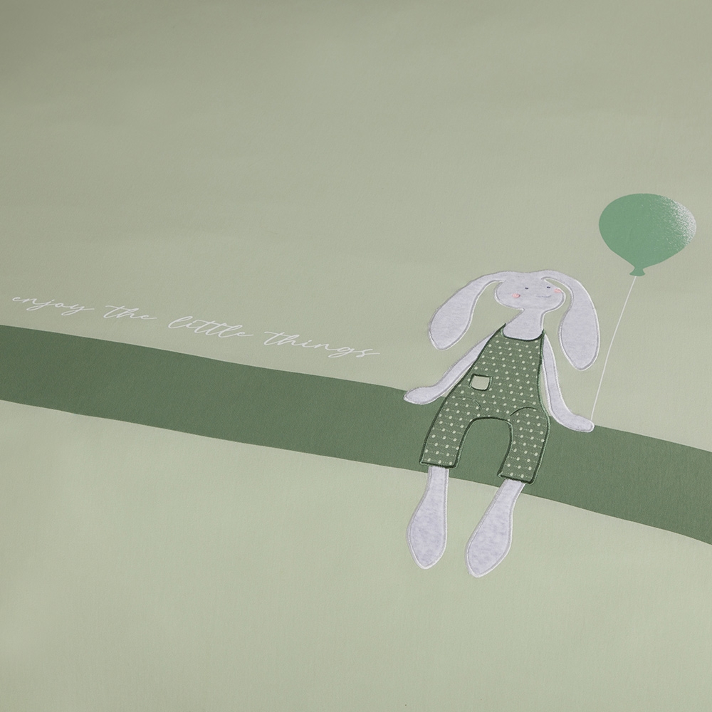 氣球垂耳兔 雙人被套+枕套三件組-淺蘆薈綠產品圖