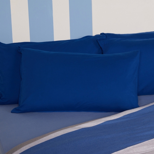 素面信封式枕套1入-藍
