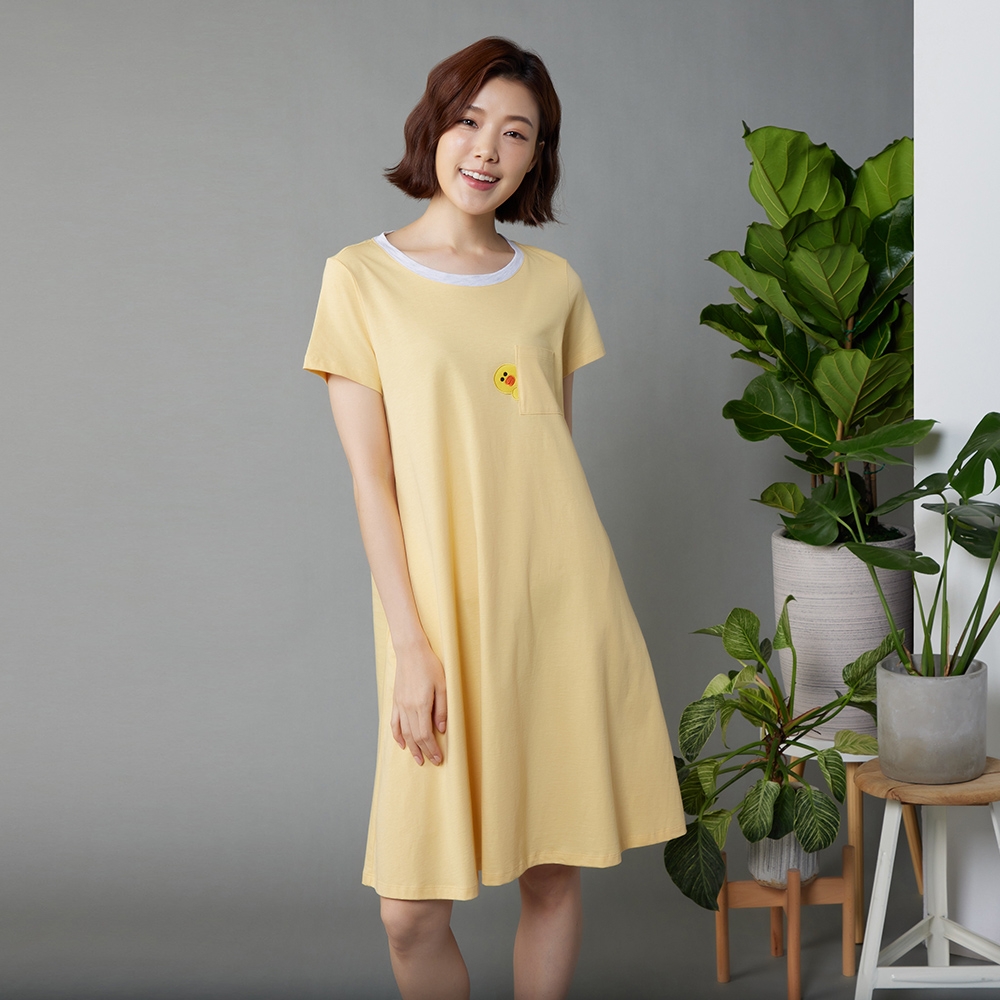 LINE FRIENDS｜莎莉繡花短袖洋裝產品圖