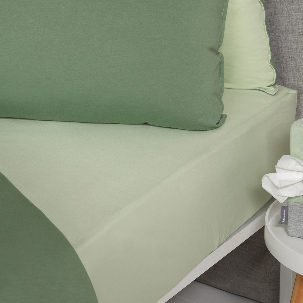 純棉素面單人床包-淺蘆薈綠產品圖