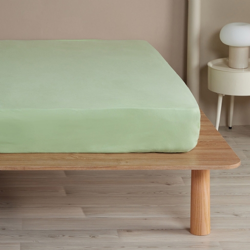 純棉素面床包-若草綠