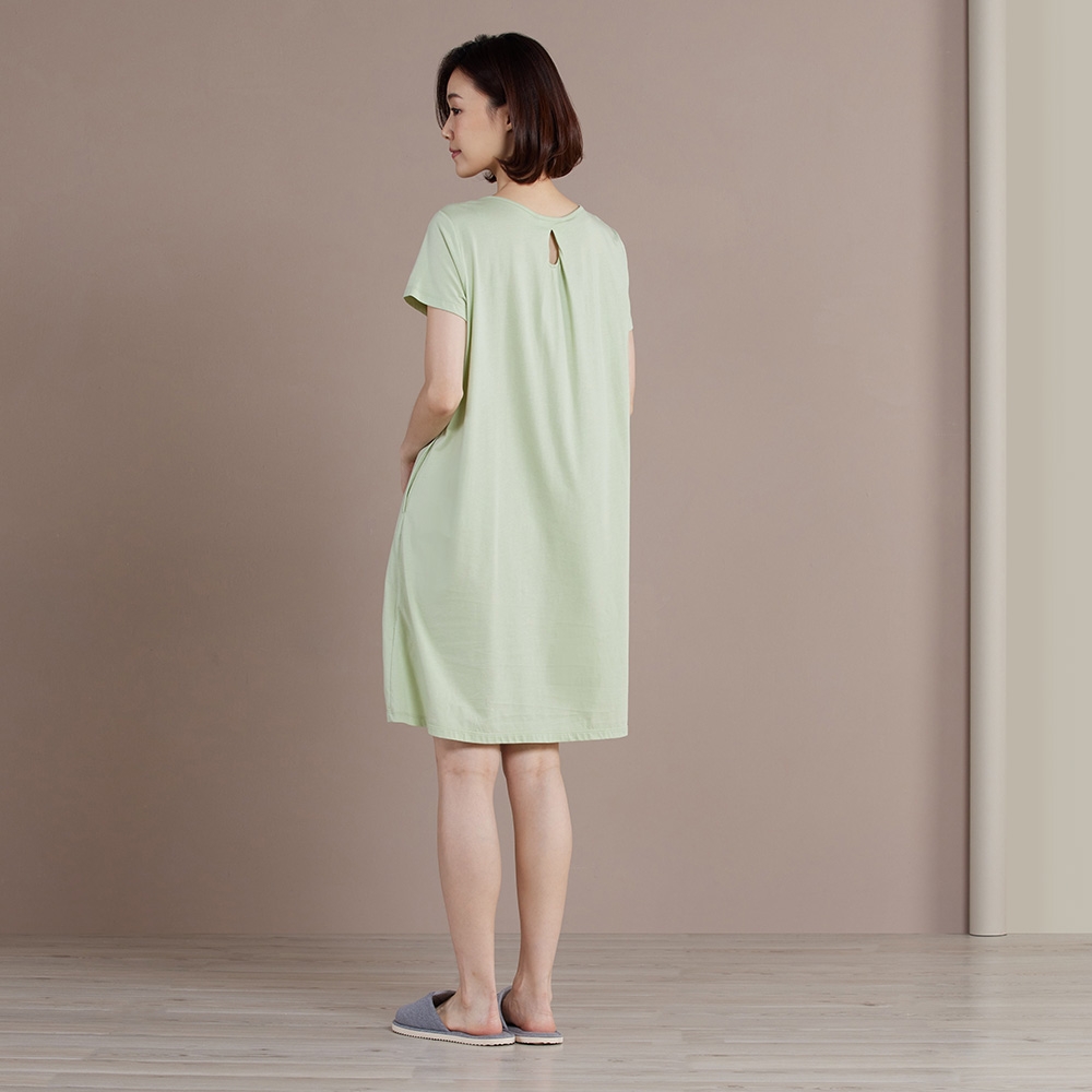 【乳木果】巴黎鐵塔印花短袖洋裝-若草綠產品圖