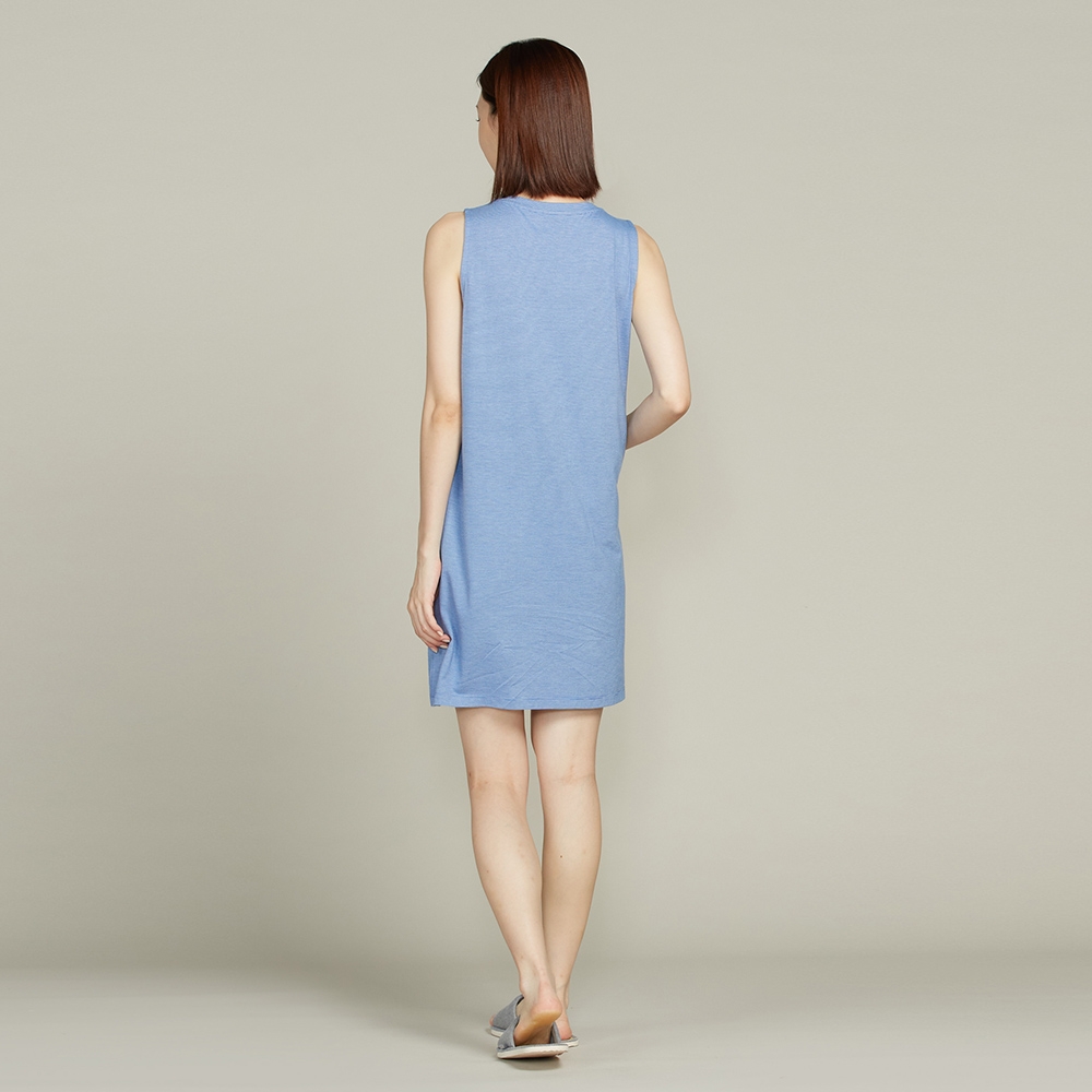 【竹纖維】條紋無袖洋裝-藍產品圖