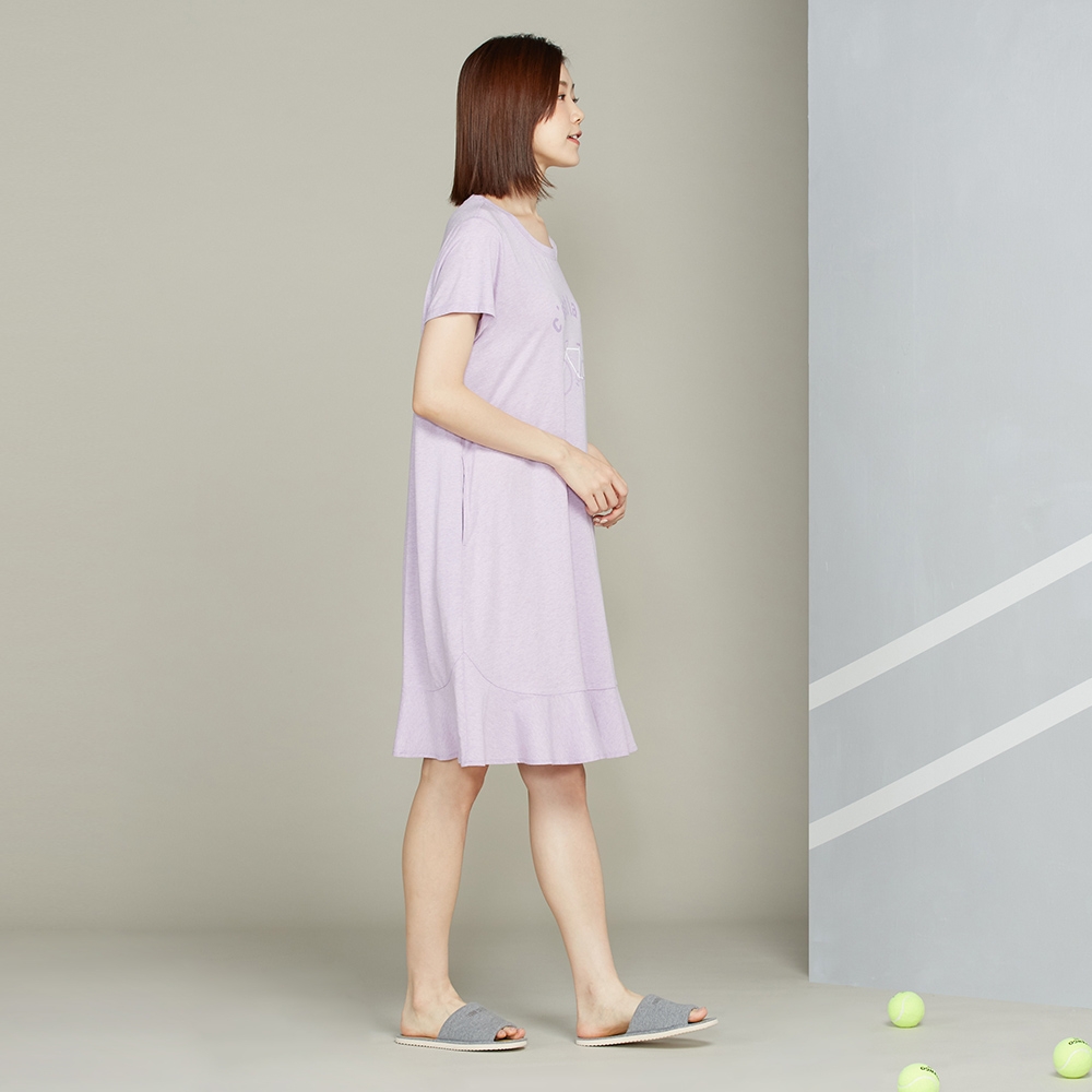 【竹纖維】單車網印短袖洋裝-薰衣草紫產品圖