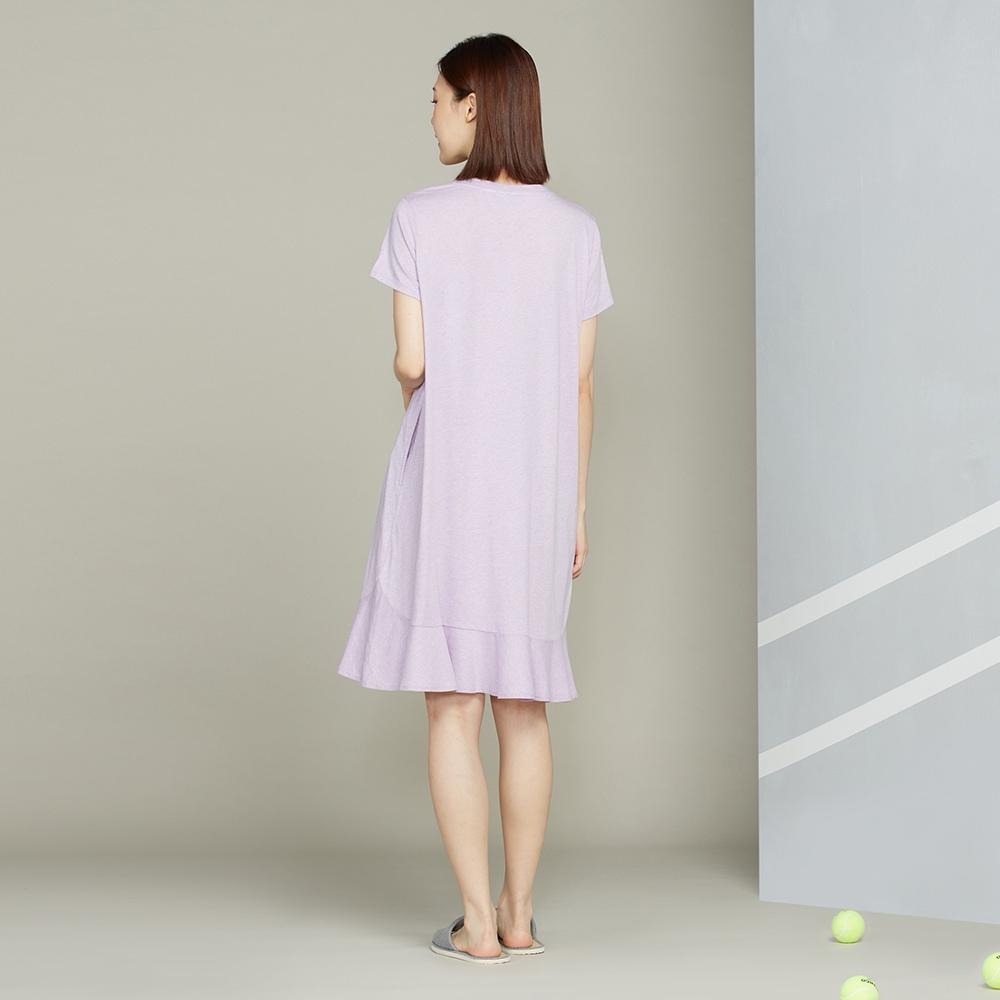 【竹纖維】單車網印短袖洋裝-薰衣草紫產品圖