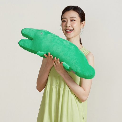 網路限定｜鱷魚造型短抱枕-草綠