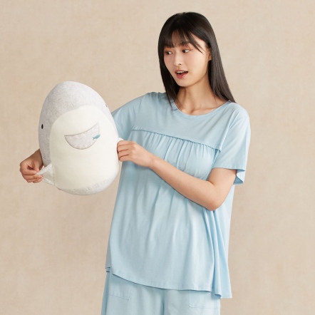 鯊魚頭抱枕-銀白灰