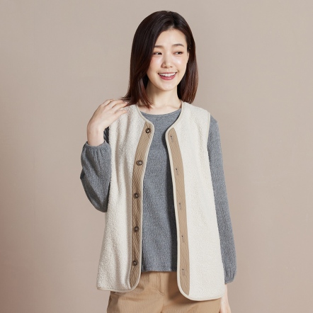 雙面菱格紋背心-焦糖棕