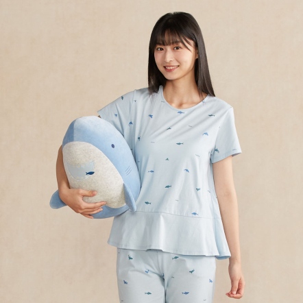 鯊魚頭抱枕-海島藍