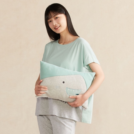 鯊魚方形抱枕（30x45公分）-薄荷綠