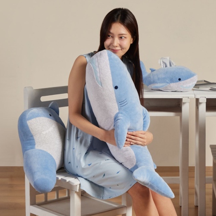 鯊魚背部靠枕-海島藍