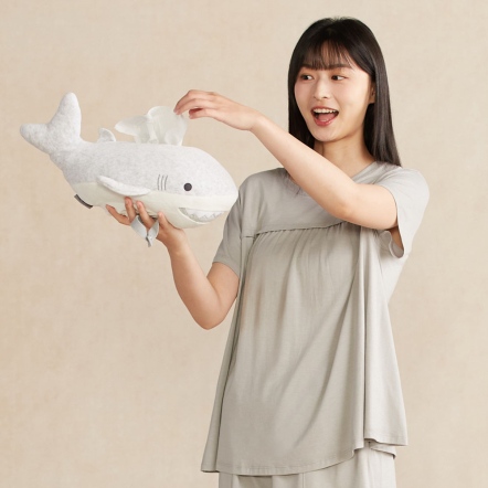 鯊魚車用面紙套-銀白灰