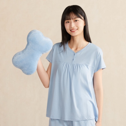 素面車用骨頭頸枕-海島藍