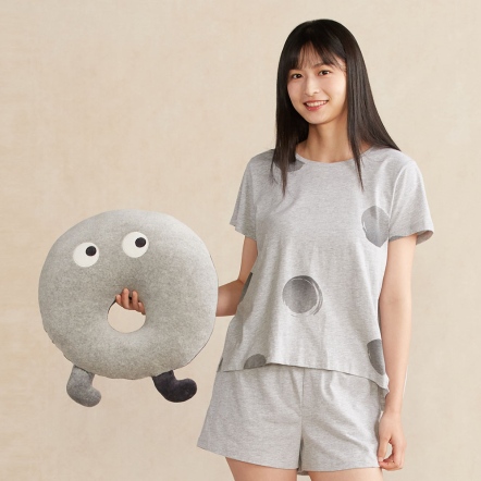 睛睛圓形抱枕-迷霧灰