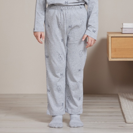 LINE FRIENDS｜熊大印花長褲-迷霧灰 S