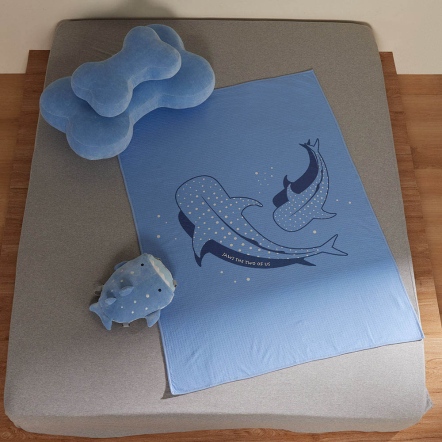 鯨鯊 背包萬用毯-海島藍