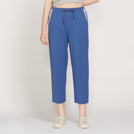 結粒紗長褲-深藍