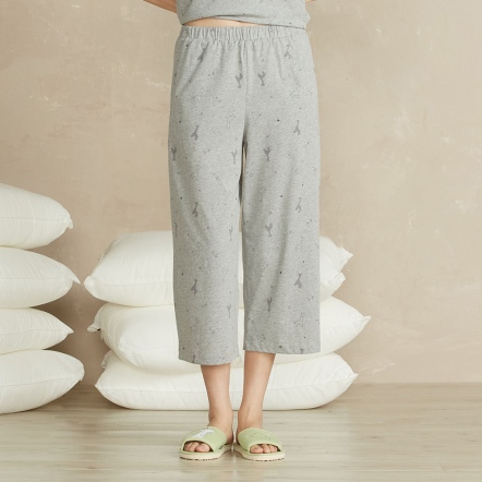 長頸鹿印花八分褲-迷霧灰