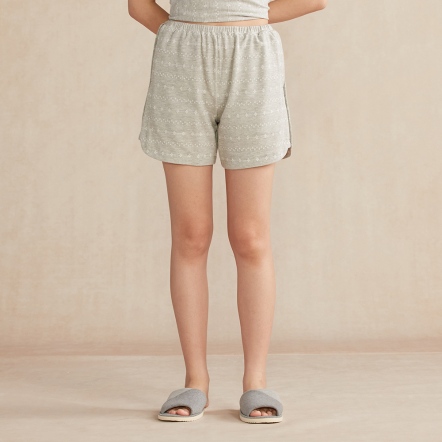 寶石提花短褲-迷霧灰