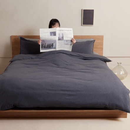 減法美學｜素面雙人被套+枕套組-永恆灰