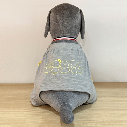 以旺娃娃網印狗褲子-銀白灰