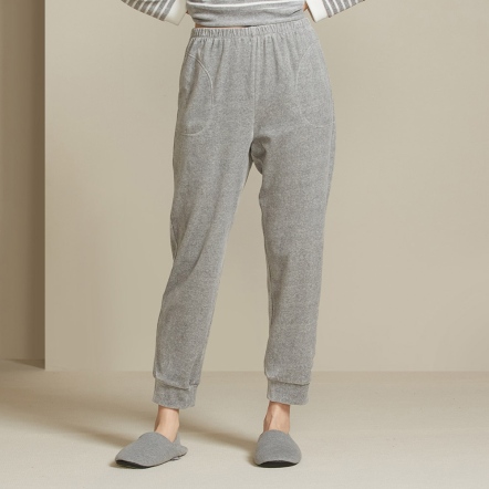 素面剪毛絨長褲-迷霧灰