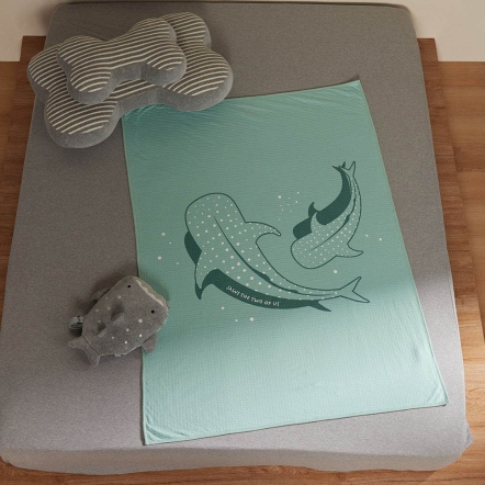 鯨鯊 背包萬用毯-薄荷綠