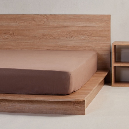 純棉素面床包-可可棕