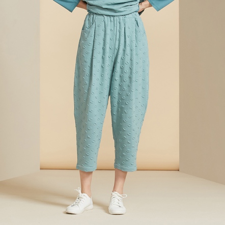 圓點提花長褲-淺藍綠