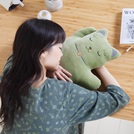 招財貓午安枕-抹茶綠