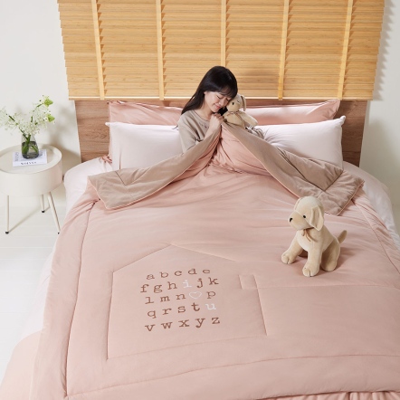 字母 蓄暖被-瑰蜜粉
